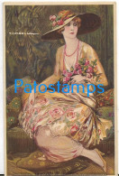 229910 ART ARTE SIGNED CORBELLA BEAUTY WOMAN WITH A HAT AND FLOWER POSTAL POSTCARD - Autres & Non Classés