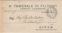 PALERMO _1937  /  Città  - Piego - TRIBUNALE DI PALERMO Ufficio Campione_ Franchigia - Marcophilie