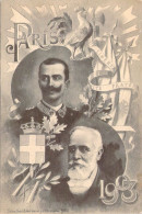 Carte Souvenir De La Rencontre En 1903 Du Roi D'Italie Victor Emmanuel III Et Emile Loubet Président De La République - Politieke En Militaire Mannen