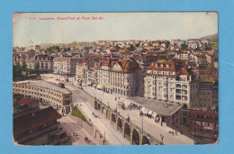 1061 SUIZA SWITZERLAND LAUSANNE GRAND-PONT ET PLACE BEL AIR RARE POSTCARD - Lausanne