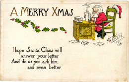 CPA - Babbo Natale, Père Noël, Santa Claus - Rilievo, Relief, Embossed, Gaufré - Scritta - B036 - Santa Claus