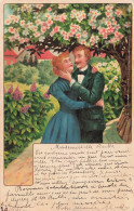 Illustration Illustrateur Romantisme Couple S'mebrassant Sous Un Arbre - 1900-1949