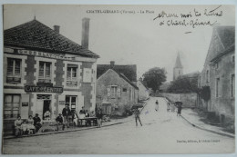 Cpa 1918 CHATEL GERARD Yonne La Place - Café Du Centre - MAY10 - Sonstige & Ohne Zuordnung