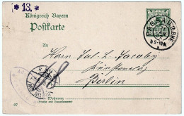 Kingdom Of Bavaria - Postcard With Seal "Adalbert Deiters Book And Art Shop Passau" Post Seal Passau 21.01.1907 - Entiers Postaux