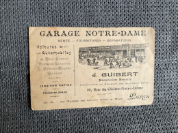 CARTE DE VISITE  Garage NOTRE-DAME  J.GUILBERT  De Dion-Bouton  Panhard-Levassor  G. Richard Brasier  Bayard  PARIS - Visitenkarten