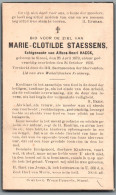 Bidprentje Sinaai - Staessens Marie Clotilde (1879-1936) - Devotion Images