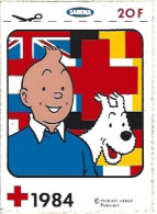 TINTIN  4 Autocollants. SABENA Et Croix Rouge.1984.Haddock, Tintin, Castafiore, Dupont(d) - Bandes Dessinées