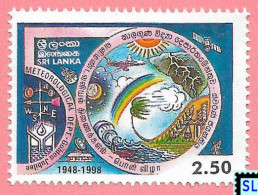 Sri Lanka Stamps 1998, Meteorological Department, Space, Satellite, Plane, MNH - Sri Lanka (Ceylon) (1948-...)