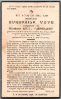 Bidprentje St-Cornelius-Horebeke - Vuye Eurephila (1857-1934) - Images Religieuses