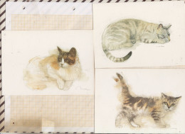 24E27 CHAT CHATS CAT Lot De 3 Cartes HOUTLAND Illustrateur - Katten