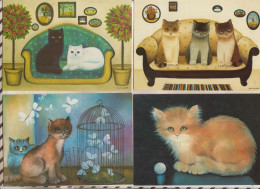 24E28 CHAT CHATS CAT Lot De 7 Cartes HOUTLAND Illustrateur DEN HAAG - Cats