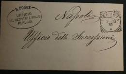 Italy. A221. Perugia. 1900. Annullo Tondo Riquadrato PERUGIA , Su Franchigia Completa Di Testo - Franchise