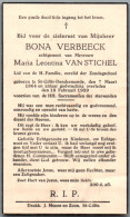 Bidprentje St-Gillis-Dendermonde - Verbeeck Bona (1864-1939) - Devotion Images