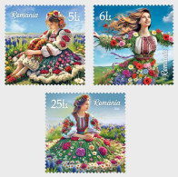 Romania 2024 - Flowers Of Colours A Set Of Three Postage Stamps MNH - Unused Stamps