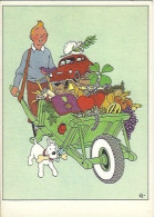 TINTIN   Carte Postale  Tintin à La Brouette Ancienne Carte - Bandes Dessinées