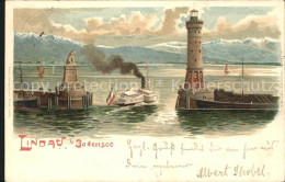 71837972 Lindau Bodensee Hafeneinfahrt Mit Leuchtturm Und Dampfschiff Lindau - Lindau A. Bodensee