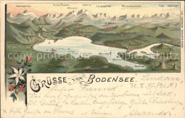 71837966 Lindau Bodensee Panoramakarte Mit Alpensicht Lindau - Lindau A. Bodensee
