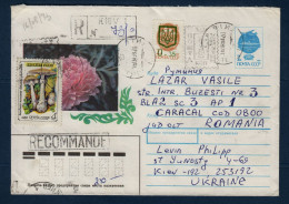 Ukraine, Entier Postal 7k + Affranchissement Machine 14 K + Yv 155 + Yv 181 + Yv Urss 5304, Recommandé Pour La Roumanie, - Ukraine