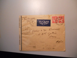 Lettre Par Avion Pour Oran Avec Censure Lyon Perrache 30-6-41 - Oorlog 1939-45