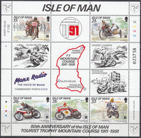 ISLE OF MAN  Block 15, Postfrisch **, 80 Jahre Tourist-Trophy-Bergkurs: Sieger Früherer Rennen, 1991 - Isola Di Man