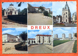 28 DREUX  Multivues Cité Le Moulec Lycee Technique Branly Residence Chamards Dentelée Carte Vierge TBE - Dreux