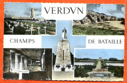 55 VERDUN Champs De Bataille Multivues Dentelée Carte Vierge TBE - Verdun