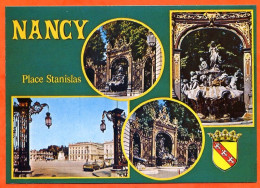 54 NANCY Multivues Blason Place Stanislas , Fontaine De Neptune , Fontaine D'Amphitrite Carte Vierge TBE - Nancy