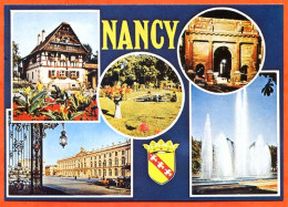 54 NANCY Multivues Blason Pepiniere , Maison Alsacienne , Porte Stanislas , Hotel De Ville Carte Vierge TBE - Nancy