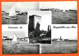 50 REGNEVILLE SUR MER  Multivues  Souvenir Bateaux Dentelée Carte Vierge TBE - Other & Unclassified