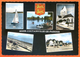 50 AGON COUTAINVILLE LE PASSOUS Multivues Blason Dentelée TBE - Autres & Non Classés