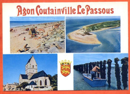 50 AGON COUTAINVILLE LE PASSOUS Multivues Blason CIM Carte Vierge TBE - Autres & Non Classés