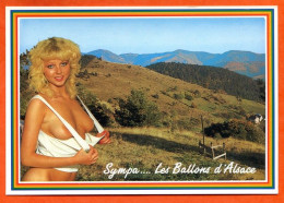 68 Sympa Les Ballons D'Alsace Fille Seins Nus Belles Montagnes Carte Vierge TBE - Pin-Ups