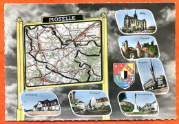 57 Moselle Multivues Blason Sarrebourg , St Avold , Sarreguemines , Thionville , Forbach , Metz Carte Vierge TBE - Autres & Non Classés