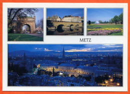 57 METZ Multivues Vue Panoramique , Porte Serpenoise , Moyen Pont , Jardins Esplanade CIM Carte Vierge TBE - Metz