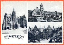57 METZ Multivues Cathédrale Gare Palais Gouverneur Carte Vierge TBE - Metz
