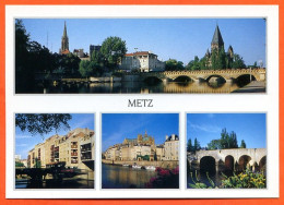 57 METZ Multivues Moyen Pont , Temple Protestant , Temple Garnison Quais Et Vieux Ponts CIM Carte Vierge TBE - Metz