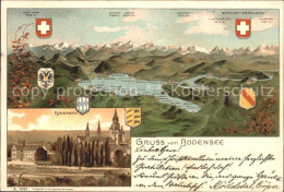 71837538 Konstanz Bodensee Panoramakarte Mit Schweizer Alpen Stadtblick Mit Muen - Konstanz