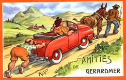88 GERARDMER Humour Illustrateur Vacances Panne Voiture Amitiés De Gérardmer Carte Vierge TBE - Gerardmer