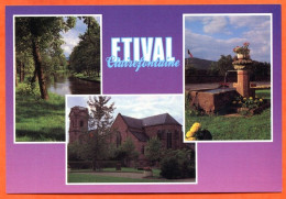 88 ETIVAL CLAIREFONTAINE Multivues Abbaye Canal Papeteries Fontaine Carte Vierge TBE - Etival Clairefontaine