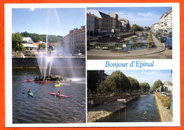 88 EPINAL Ville Fleurie Bonjour Multivues Moselle Canal Grands Moulins , Parcours Canoe Kayac Carte Vierge TBE - Epinal