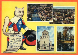 88 EPINAL Souvenir Multivues Chat Botté Carte Vierge TBE - Epinal