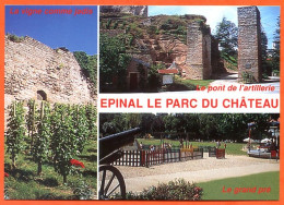 88 EPINAL Multivues Le Parc Du Chateau Vigne , Pont Artillerie , Grand Pré , Carte Vierge TBE - Epinal