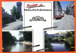 88 NEUFCHATEAU Multivues Bonjour De Mouzon , Pont Mazarine , Rues Chateau Et Poincaré Carte Vierge TBE - Neufchateau