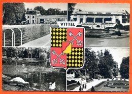88 VITTEL Multivues Blason Piscine Casino Parc Grande Allée  Carte Vierge TBE - Contrexeville
