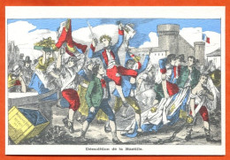 CP Démolition De La Bastille  Histoire REVOLUTION FRANCAISE Image Epinal Carte Vierge TBE - History