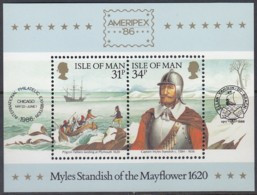 ISLE OF MAN Block 8, Postfrisch **, Historische Verbindung Mit Amerika Die Fahrt Der Pilgerväter Mit Der „Mayflower“1986 - Man (Eiland)