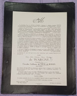 DAME OLGA DE WARGNY , DOUAIRIÈRE DU CHEVALIER GUILLAUME DE NEVE DE RODEN / GAND 1951 - Obituary Notices
