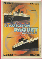 Publicité Sur CP - Cie Navigation Paquet France - Maroc (Max Ponty 1936) - Publicité