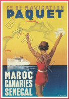 Publicité Sur CP - Cie Navigation Paquet France - Maroc Canaries Sénégal (Max Ponty 1935) - Publicité