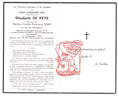 DP Elisabeth De Keye 46j. ° Eppegem Zemst 1912 † Mechelen 1958 X Carolus Torfs - Devotion Images
